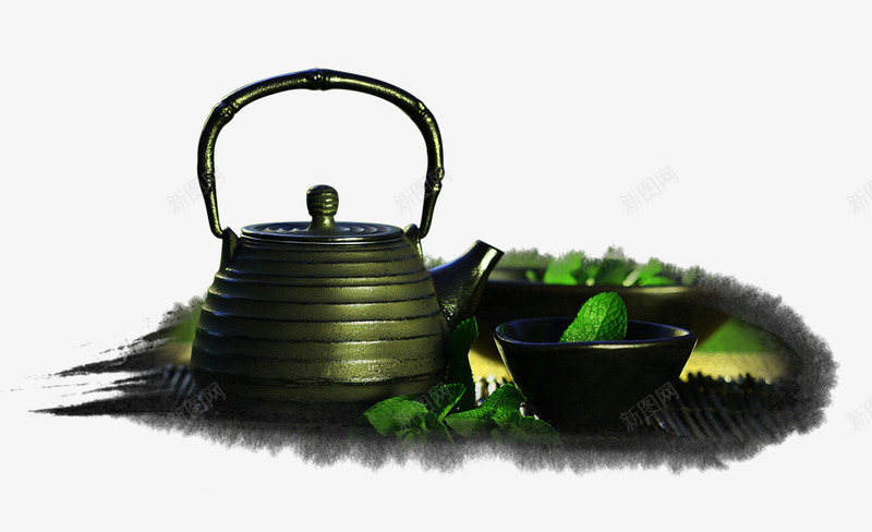 一壶安化黑茶茶水png免抠素材_88icon https://88icon.com 一壶 安化黑茶 茶叶 茶壶 茶水 黑茶