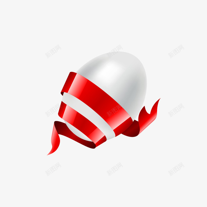 彩蛋png免抠素材_88icon https://88icon.com 丝带 创意 彩蛋 红色飘带 节日元素 银蛋