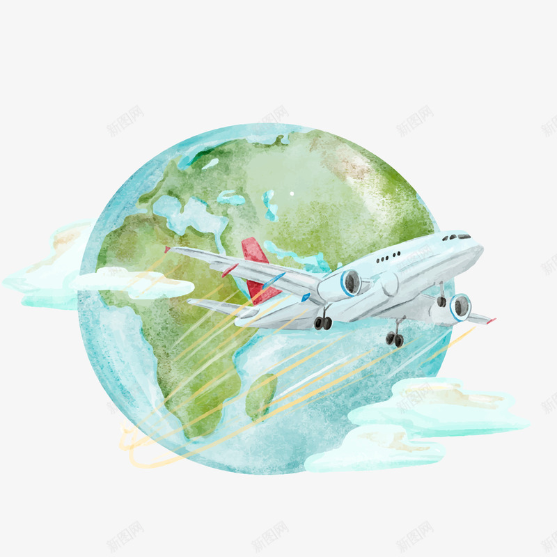 水彩绘世界旅游日地球和飞机矢量图ai免抠素材_88icon https://88icon.com 世界旅游日 出游季 地球 水彩绘世界旅游日地球和飞机矢量图免费下载 游玩 飞机 矢量图