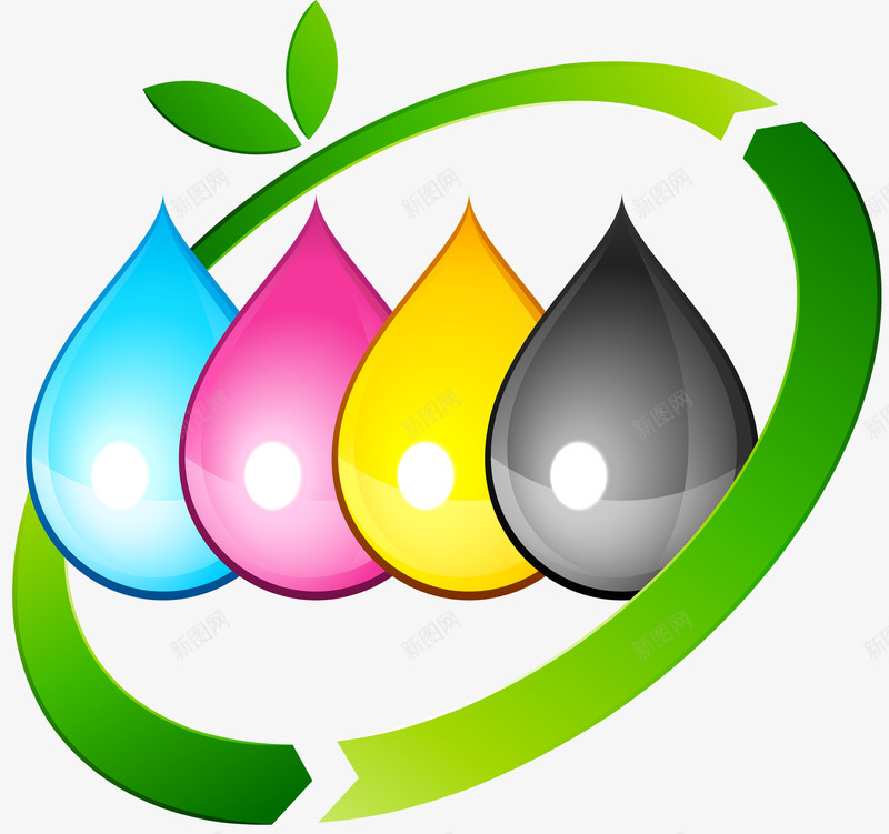 绿色环保彩色水滴png免抠素材_88icon https://88icon.com 墨水 水彩 水滴 环保 粉色 蓝色 黄色 黑色