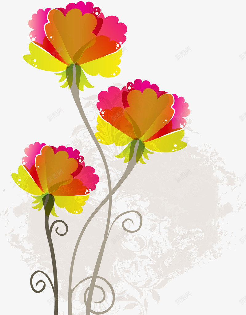扁平化花卉装饰矢量图ai免抠素材_88icon https://88icon.com 扁平化 树枝 红色的花 花卉 装饰矢量图 矢量图