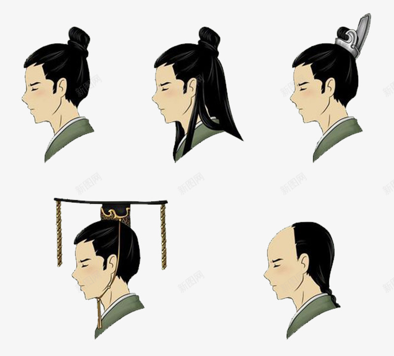 中国古代男性发髻psd免抠素材_88icon https://88icon.com 中国 中国古代 发髻 古代 男性