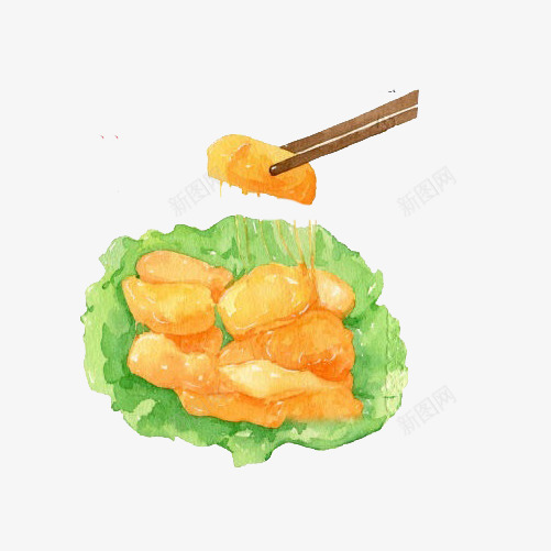 拔丝红薯手绘画片psd免抠素材_88icon https://88icon.com 手绘美食 拔丝 炒菜 甜味 红薯 黄色