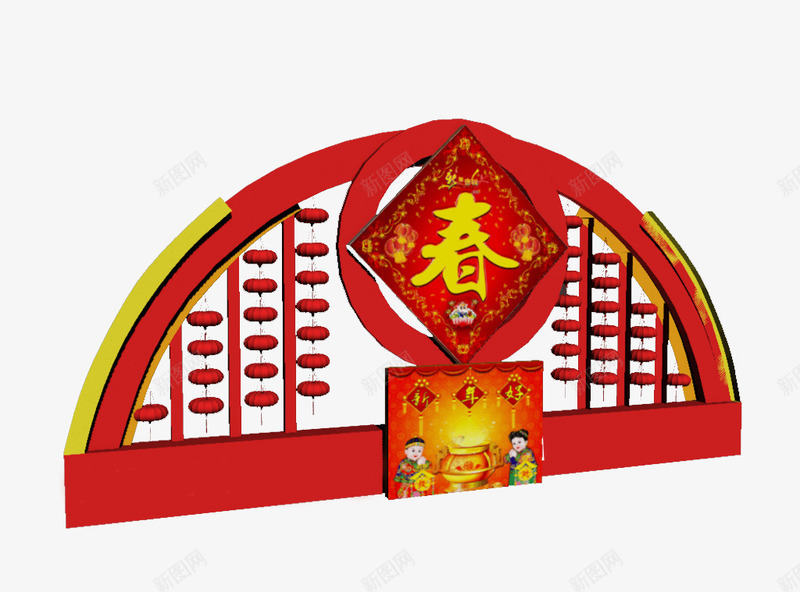 红色新春门框png免抠素材_88icon https://88icon.com 传统 元宝 喜庆 图案 布偶 挂饰 春节 树枝 桃花 炮竹 玩具 精美 老虎 背景 节日 金币 鞭炮