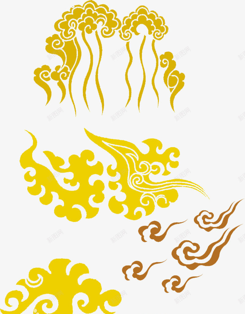 多种组合云元素psd免抠素材_88icon https://88icon.com 云元素 云纹 花纹 黄色