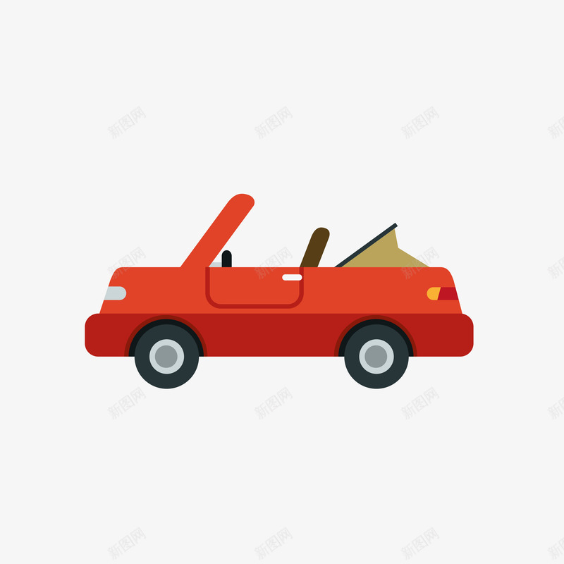 红色敞篷车矢量图ai免抠素材_88icon https://88icon.com 敞篷车 炫酷 红色 矢量图