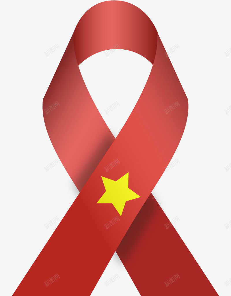 红色越南丝带png免抠素材_88icon https://88icon.com 矢量素材 红丝带 越南 越南丝带 黄色五角星
