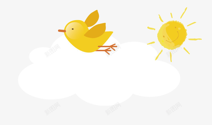 飞翔的小鸟png免抠素材_88icon https://88icon.com 免费PNG 太阳 手绘 晴天 黄色
