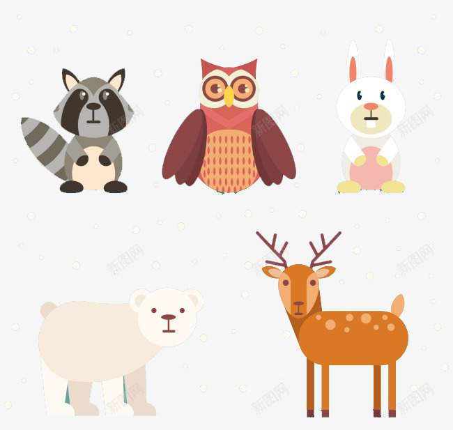 美丽的森林动物png免抠素材_88icon https://88icon.com 兔子 动物 卡通动物 熊 猫头鹰 鹿