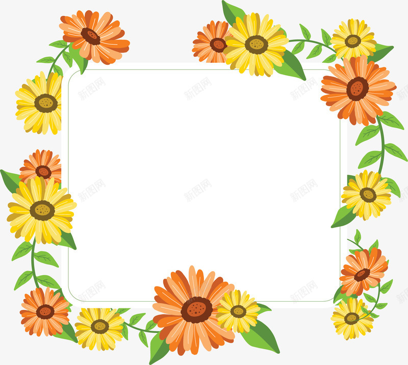 彩色小雏菊装饰框矢量图ai免抠素材_88icon https://88icon.com daisy 夏季 小雏菊 彩色雏菊 矢量png 矢量图 雏菊 雏菊边框
