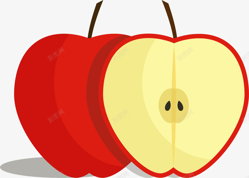 红色圆弧苹果食物元素矢量图ai免抠素材_88icon https://88icon.com 创意 卡通 圆弧 插画 水果 种子 红色 苹果 矢量图