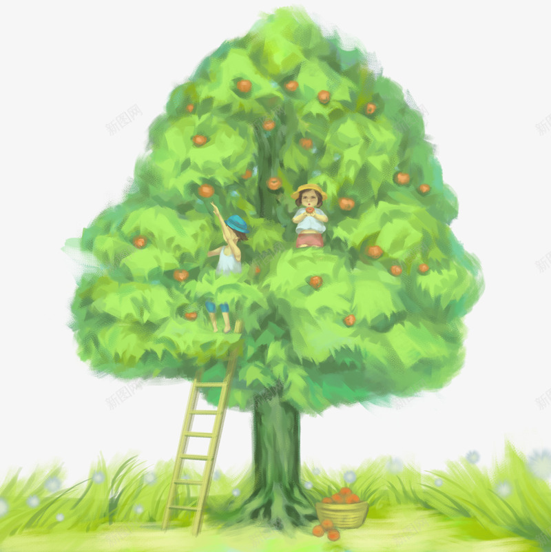 手绘摘苹果插画png免抠素材_88icon https://88icon.com 丰收 卡通手绘 彩绘 插画 摘苹果 童年 装饰图案