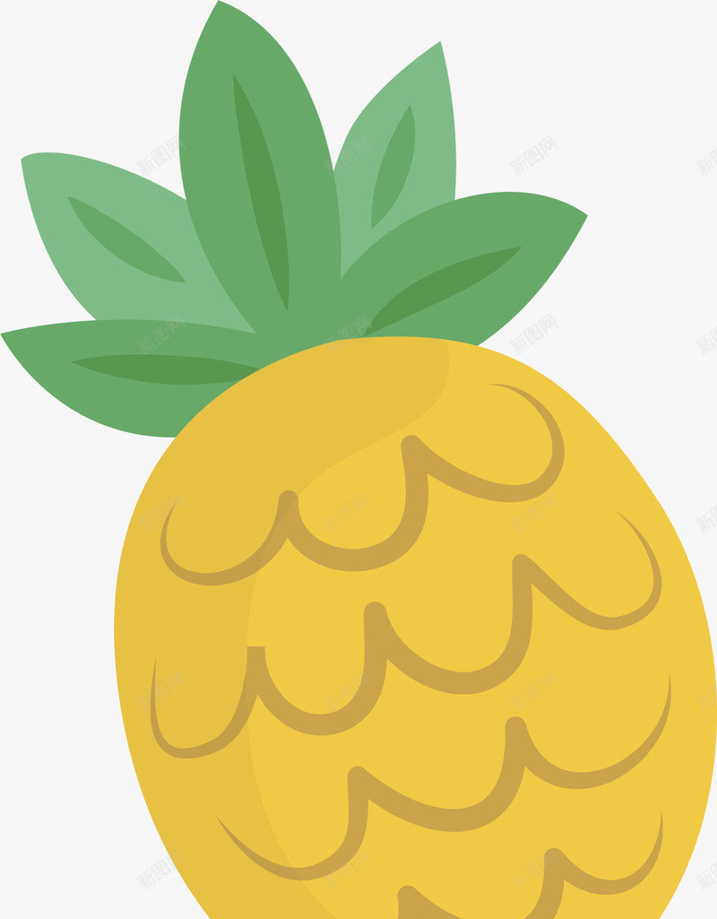 黄色卡通扁平菠萝png免抠素材_88icon https://88icon.com 凉爽夏季 卡通凤梨 夏天 夏日水果 夏日解暑 清凉 黄色菠萝