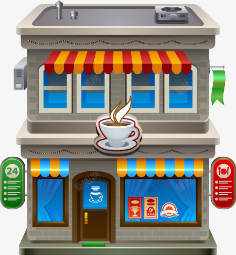 店铺街道咖啡屋矢量图eps免抠素材_88icon https://88icon.com 咖啡屋 城市建筑 城市街道建筑 店铺 楼房图片 蛋糕店 街道 矢量图