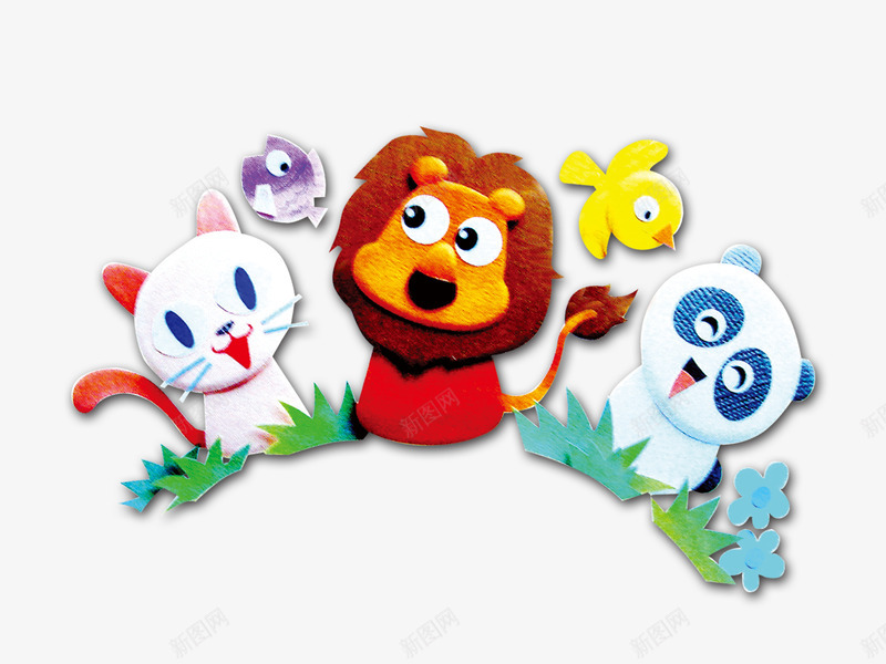 卡通小动物们png免抠素材_88icon https://88icon.com 小熊猫 小狮子 小猫 小鸟