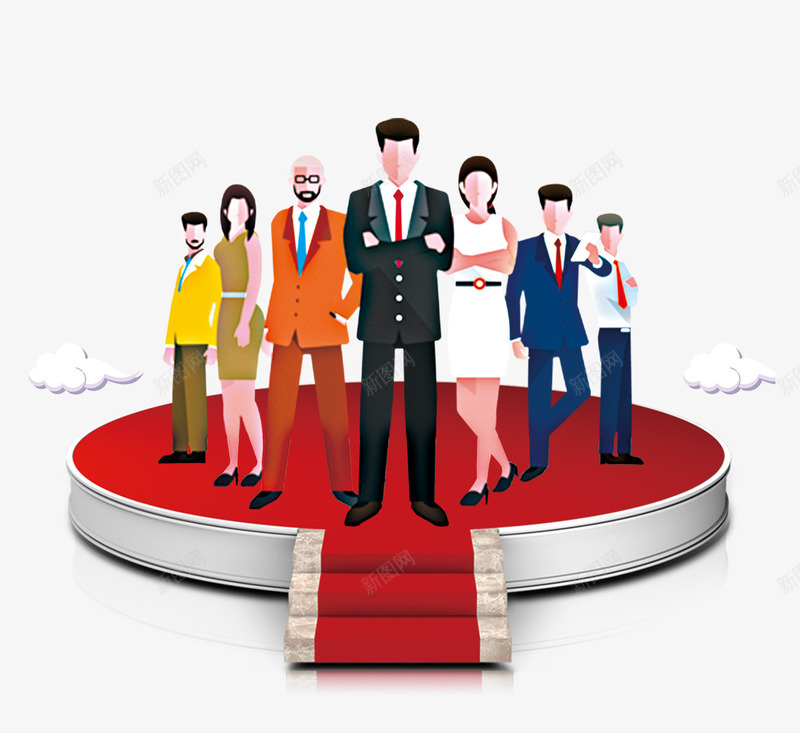 卡通舞台上站立的上班族psd免抠素材_88icon https://88icon.com 上班族 免抠人们 卡通 祥云装饰 站立的 红色舞台 舞台上