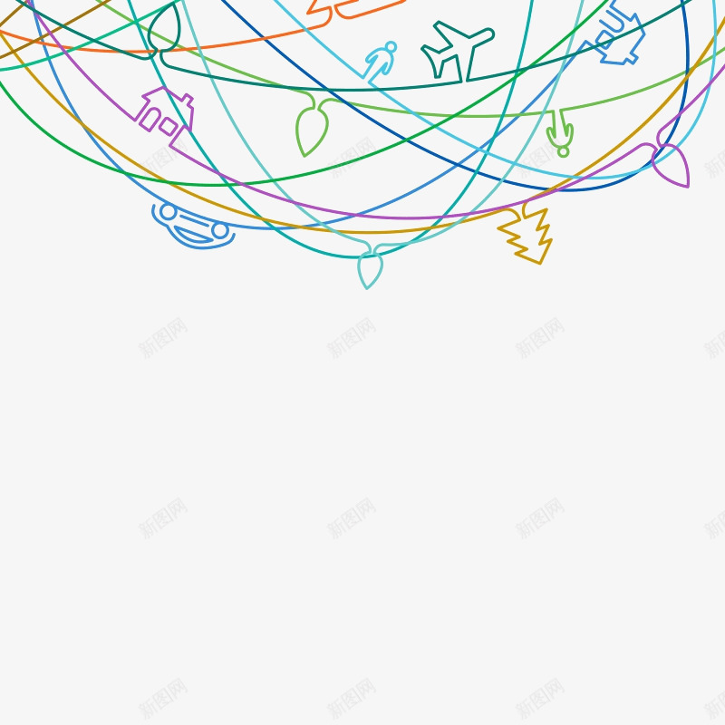 水彩笔画png免抠素材_88icon https://88icon.com 卡通元素 手绘 手绘素材 线条 飞机