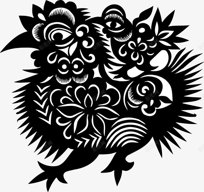 花鸟剪纸185png免抠素材_88icon https://88icon.com 剪纸 母亲节 母性 母爱 矢量鸟 骑在母鸟上面的小鸟