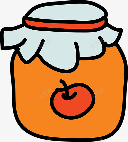 卡通果子酱png免抠素材_88icon https://88icon.com 手绘苹果酱 简笔画 黄色罐子