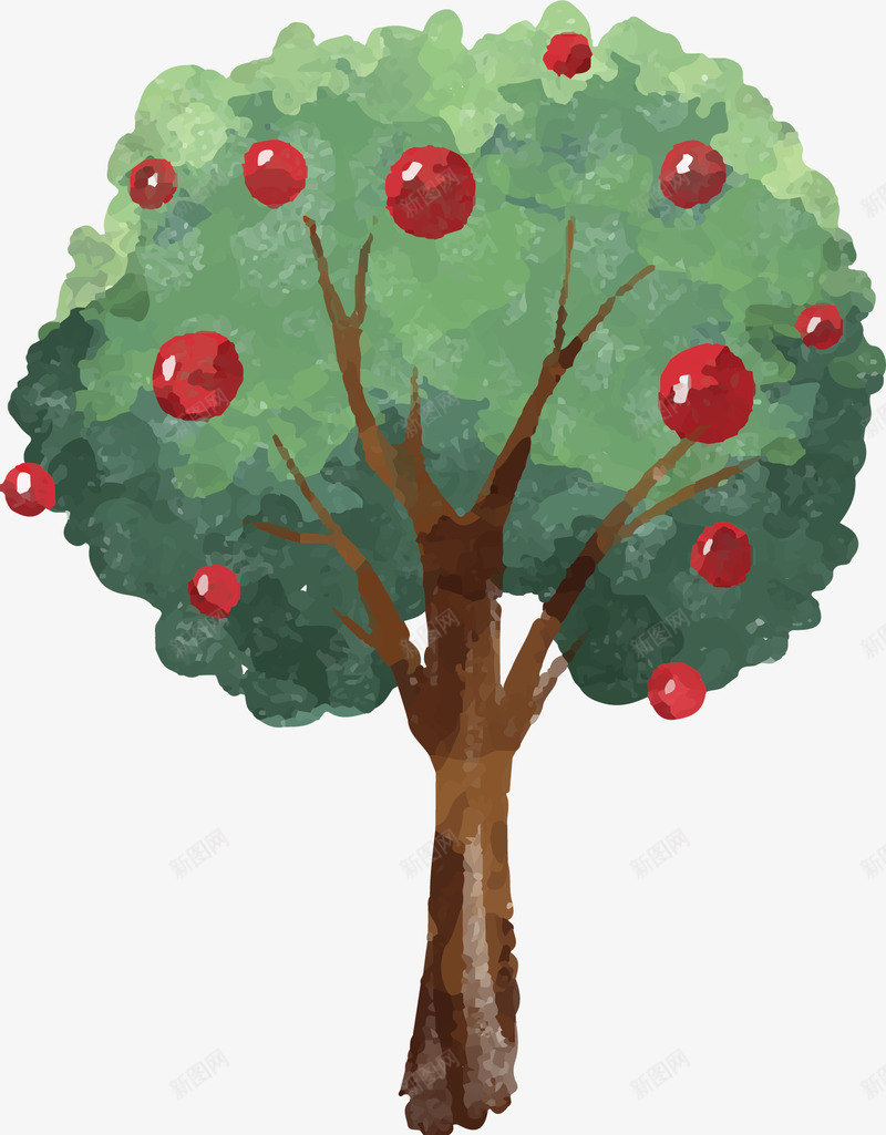 红色结了苹果的大树矢量图ai免抠素材_88icon https://88icon.com 大树 果树 水彩大树 矢量png 红苹果 苹果树 矢量图