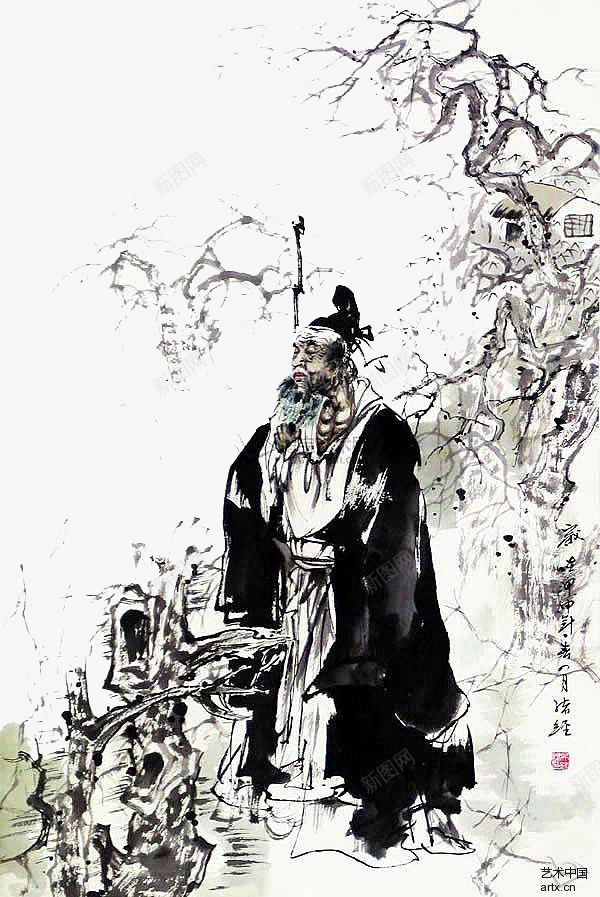 水墨古人装饰png免抠素材_88icon https://88icon.com 中国元素 传统装饰 古代人物 水墨古人 水墨画