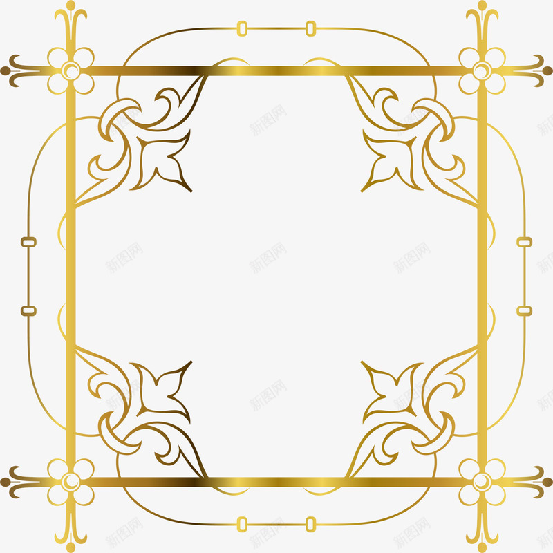 奢华金色线条边框png免抠素材_88icon https://88icon.com 奢华边框 线条边框 金色光晕 金色线条 金色花纹 金色边框