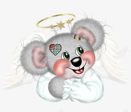卡通天使熊png免抠素材_88icon https://88icon.com 动物 卡通图 小灰熊 毛绒玩具 白色翅膀