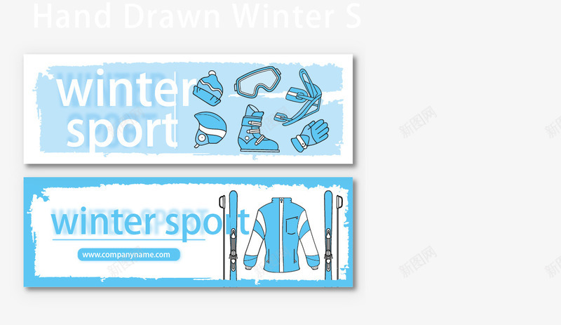 两张冬季运动标签矢量图ai免抠素材_88icon https://88icon.com 冬日运动 滑雪 运动banner 矢量图