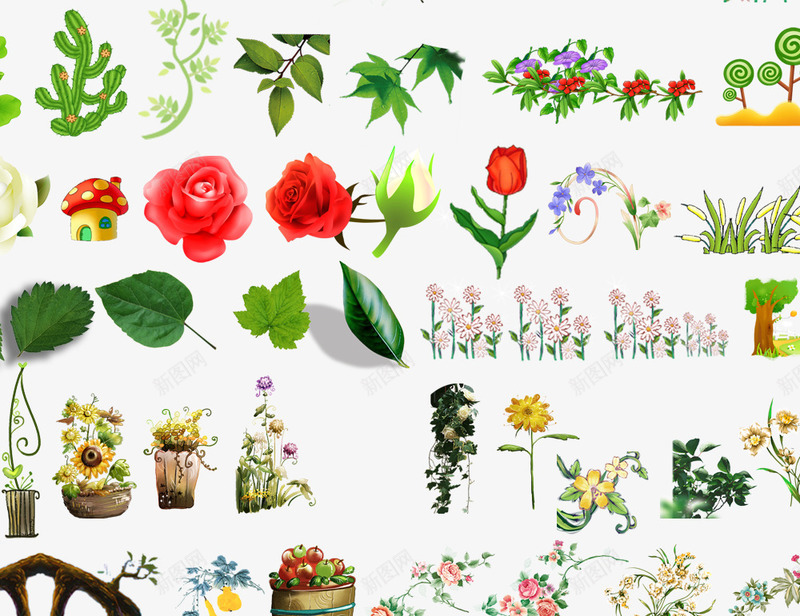 花盆栽组合psd免抠素材_88icon https://88icon.com 盆栽 组合 花
