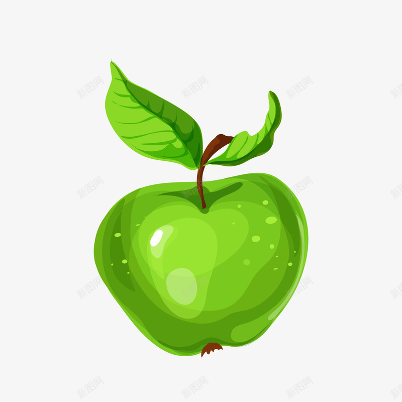 绿色卡通苹果png免抠素材_88icon https://88icon.com 卡通水果 绿色苹果 背景装饰 青苹果 食物