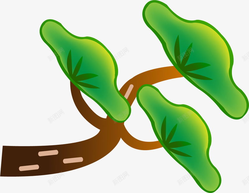 卡通松树枝png免抠素材_88icon https://88icon.com 卡通 松树 树叶 树枝 棕色的 绿色的 迎客松