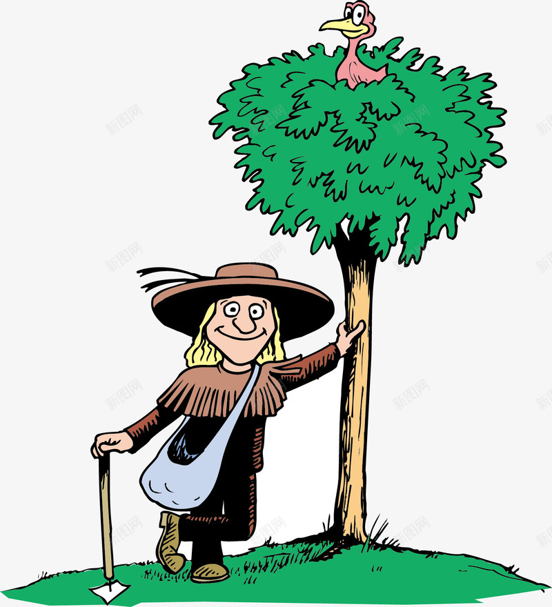 靠着树休息的人png免抠素材_88icon https://88icon.com 休息 大树 小鸟 绿色