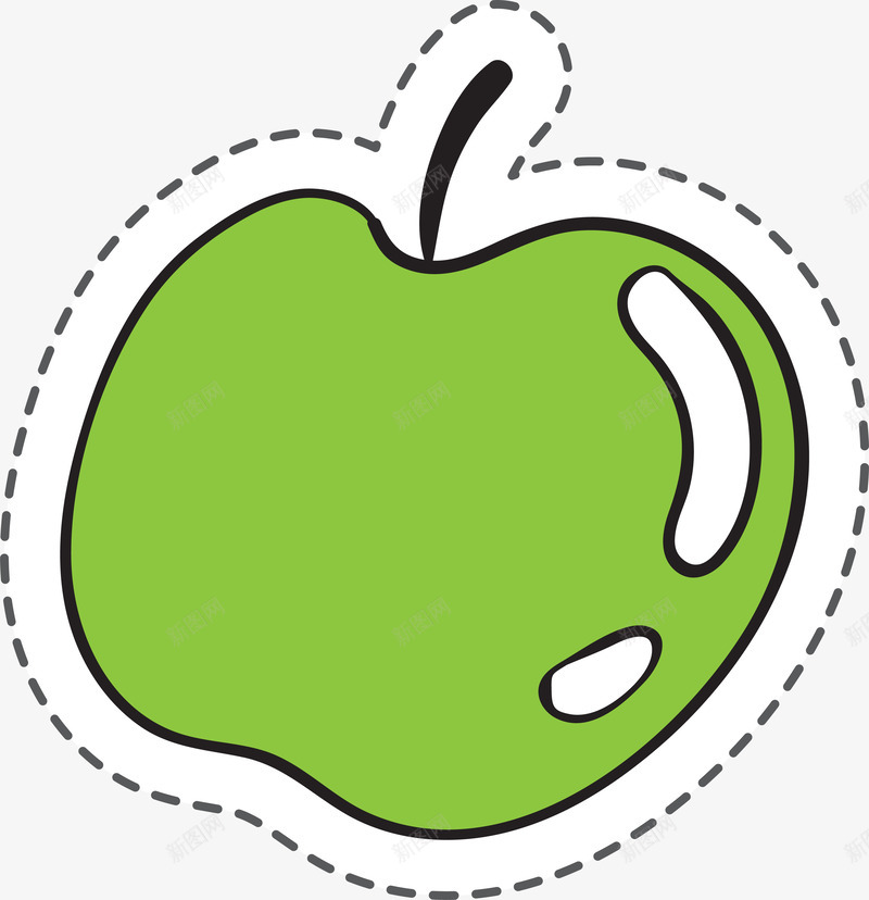 手绘线稿苹果卡通贴纸png免抠素材_88icon https://88icon.com 卡通贴纸 可爱 图案 手绘 线稿 苹果 虚线 装饰