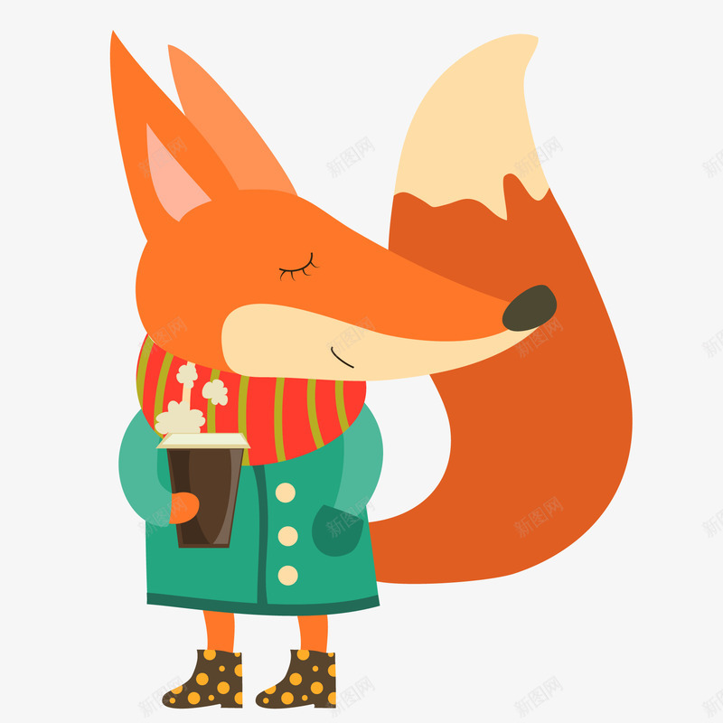 卡通可爱过冬的狐狸矢量图ai免抠素材_88icon https://88icon.com 冬季 动物 卡通 彩色 热饮 狐狸 过冬 矢量图