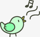 可爱绿色手绘歌唱小鸟png免抠素材_88icon https://88icon.com 可爱 小鸟 歌唱 绿色