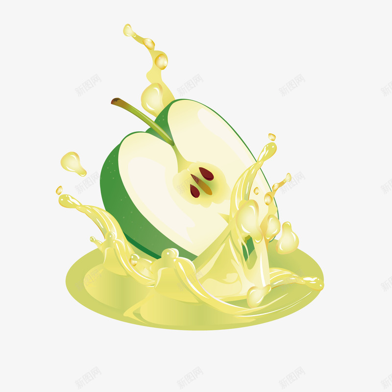 切开的青苹果插画png免抠素材_88icon https://88icon.com 新鲜苹果 果汁 果汁店 水果 水果店 海报 矢量水果 苹果 装饰水果 青苹果 青蛇果