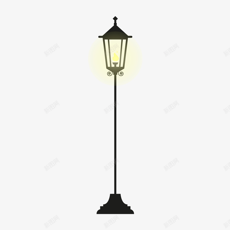 手绘路灯矢量图ai免抠素材_88icon https://88icon.com 光晕 免费 复古 手绘 柱灯 水彩路灯 矢量图 路灯