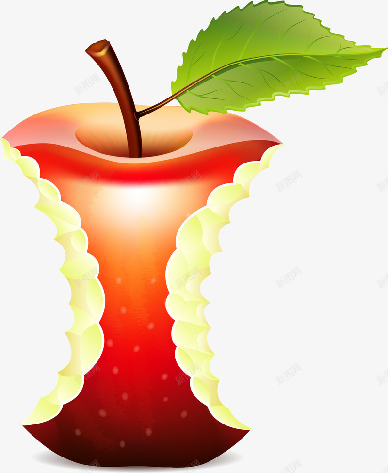 手绘苹果核矢量图ai免抠素材_88icon https://88icon.com 垃圾 手绘 苹果核 矢量图