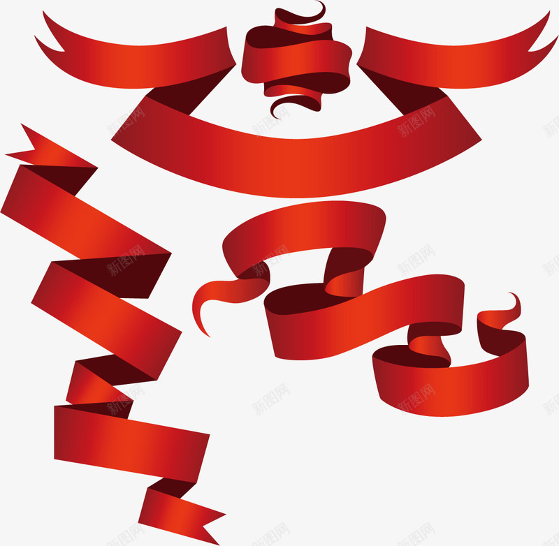 红丝带组合png免抠素材_88icon https://88icon.com png礼带 丝带 红丝带矢量 红丝带飘带礼带 组合 飘带 飘带素材