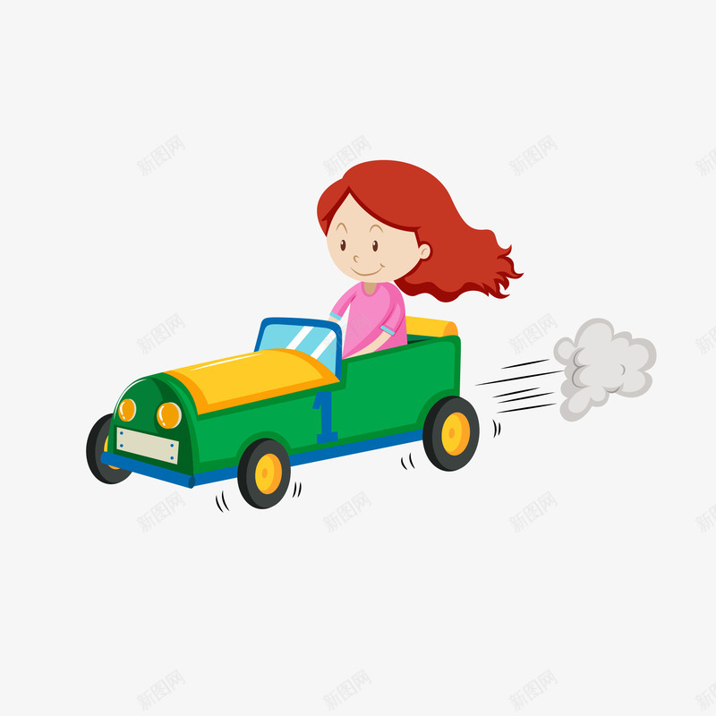 卡通开车的小女孩矢量图eps免抠素材_88icon https://88icon.com 卡通女孩 女孩 小女孩 小汽车 开汽车 开车 玩具车 矢量图