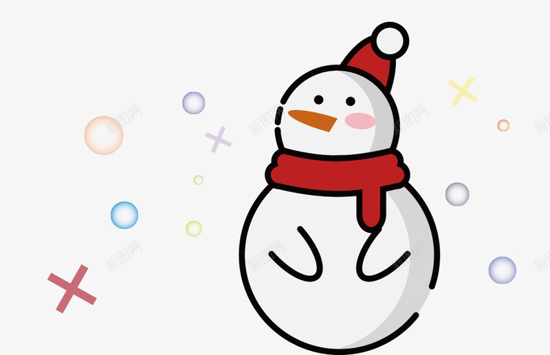 手绘冬季雪人矢量图ai免抠素材_88icon https://88icon.com 一个雪人 冬季雪人 平面 手绘 红色围巾 红色帽子 矢量图