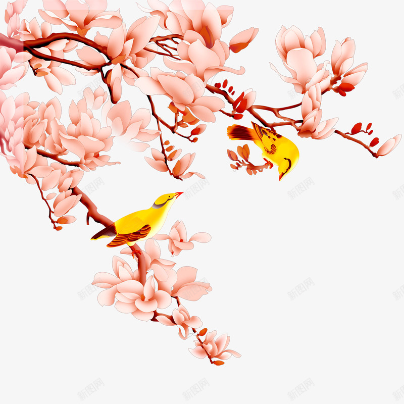鸟在枝头png免抠素材_88icon https://88icon.com 中国风 小鸟 树枝 花枝 鸟在枝头