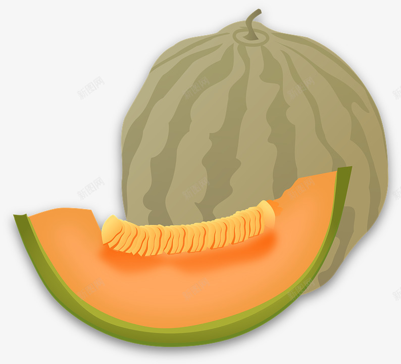 秋天季节哈密瓜png免抠素材_88icon https://88icon.com 哈密瓜 天 季节 秋