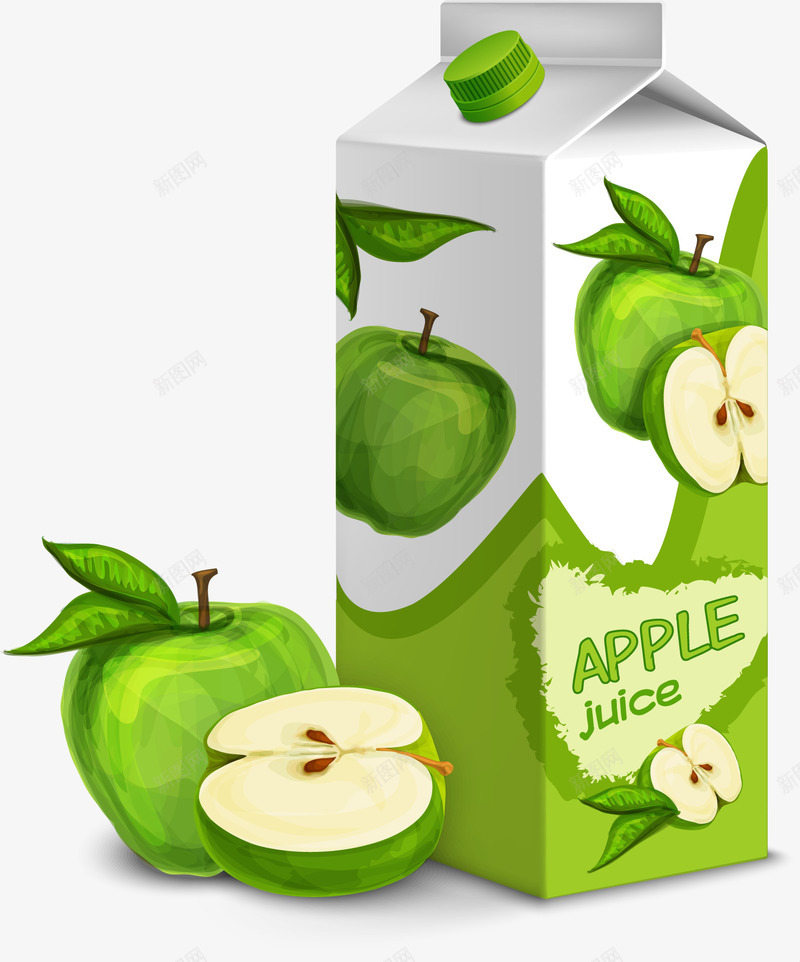 苹果牛奶矢量图eps免抠素材_88icon https://88icon.com 包装 高清 矢量图