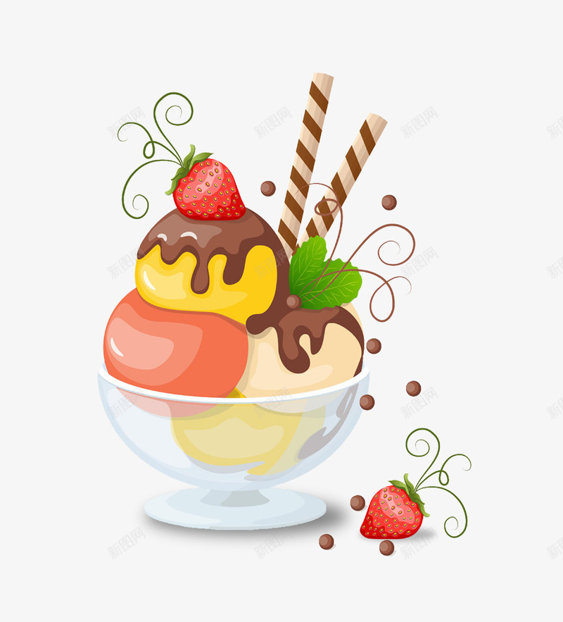 卡通雪糕插画png免抠素材_88icon https://88icon.com 冰淇淋 卡通 夏季 插画 水果 美食 草莓 雪糕