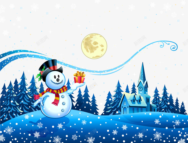 手拿礼物的雪人矢量图eps免抠素材_88icon https://88icon.com 下雪 冬季 冬雪 雪人 飘雪 矢量图