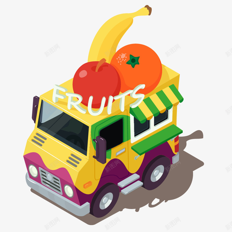 彩色汽车上的水果png免抠素材_88icon https://88icon.com 动漫动画 卡通手绘 橙子 水果 汽车 苹果 装饰图 食物 香蕉