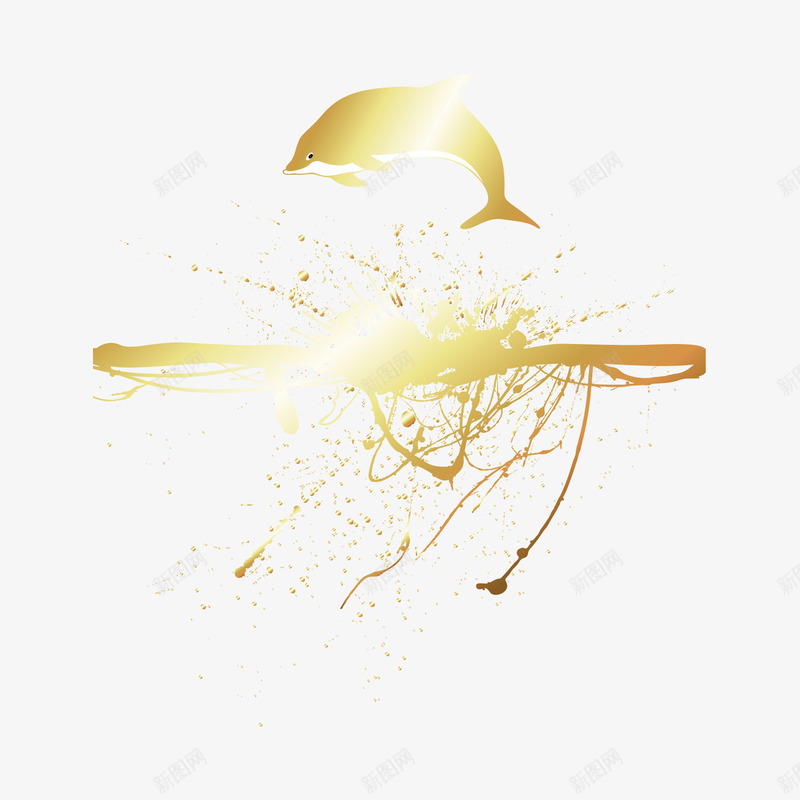 金色喷溅水花和鱼矢量图ai免抠素材_88icon https://88icon.com png素材 免费png 免费png素材 矢量素材 金色水花 鱼 矢量图