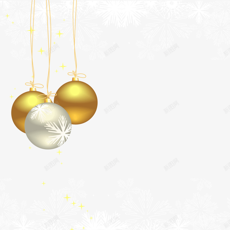 圣诞节金色圣诞球png免抠素材_88icon https://88icon.com 圣诞节吊球 圣诞节挂饰 白色雪花 质感 金色光晕 金色圣诞球