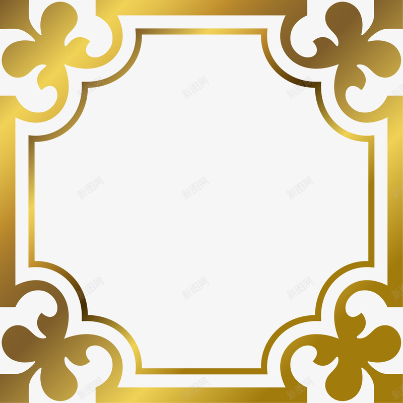奢华金色边框png免抠素材_88icon https://88icon.com 光晕 奢华 尖头 弧线 渐变 花纹 边框 金色